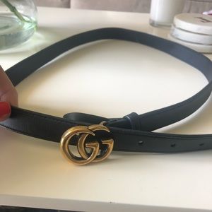 Gucci Marmont Leather Logo Belt